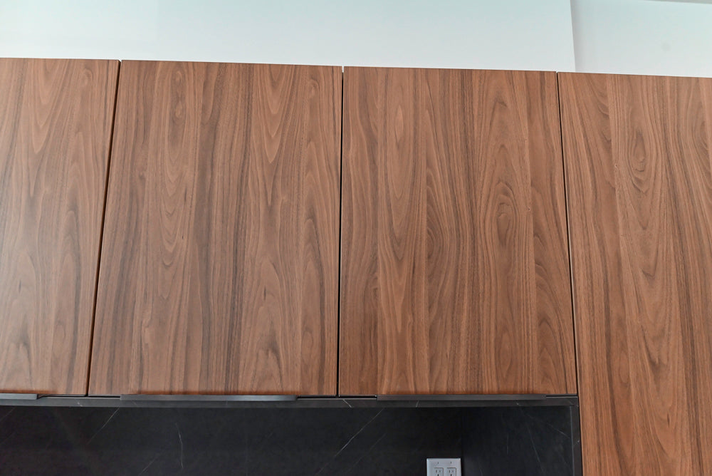 Häcker Modern Wood-Look Paneled Built-In Dry Bar Wall Unit with Storage