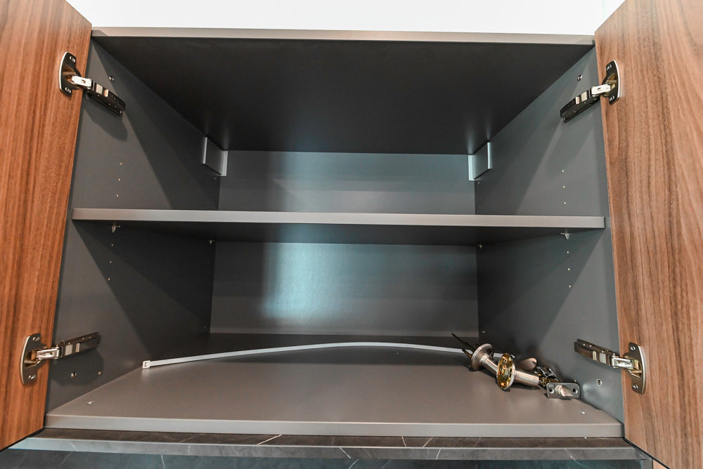 Häcker Modern Wood-Look Paneled Built-In Dry Bar Wall Unit with Storage