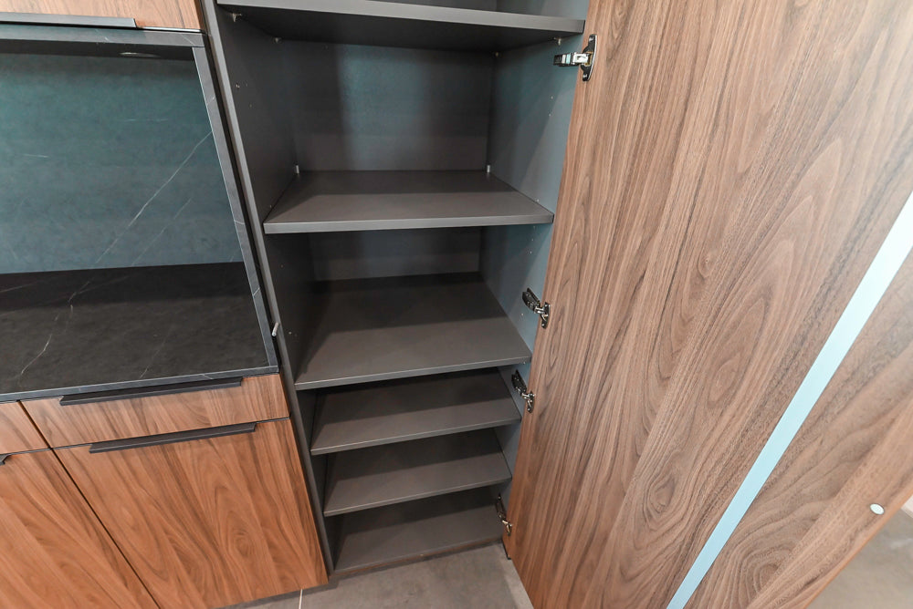 Häcker Modern Wood-Look Paneled Built-In Dry Bar Wall Unit with Storage