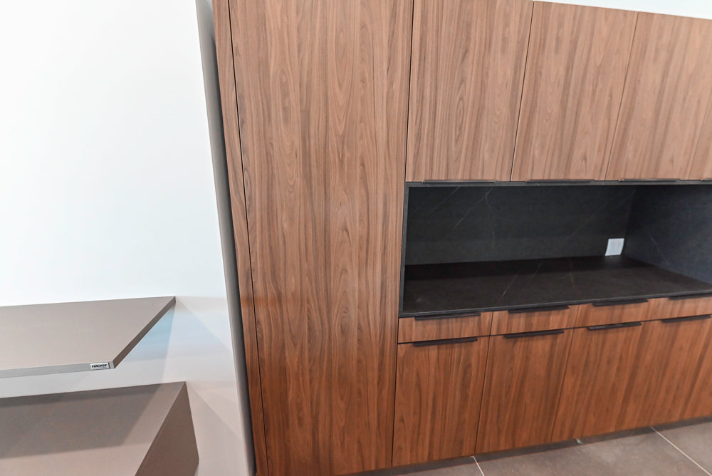 Häcker Modern Wood-Look Paneled Built-In Dry Bar Wall Unit with Storage