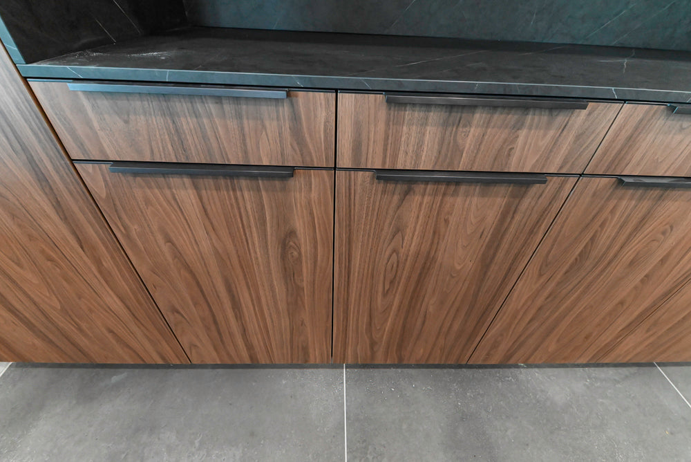 Häcker Modern Wood-Look Paneled Built-In Dry Bar Wall Unit with Storage