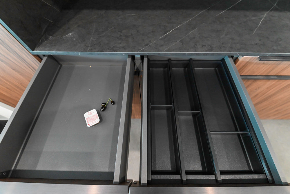 Häcker Modern Wood-Look Paneled Built-In Dry Bar Wall Unit with Storage