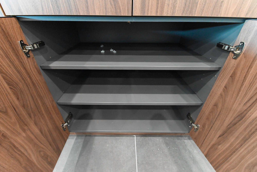 Häcker Modern Wood-Look Paneled Built-In Dry Bar Wall Unit with Storage