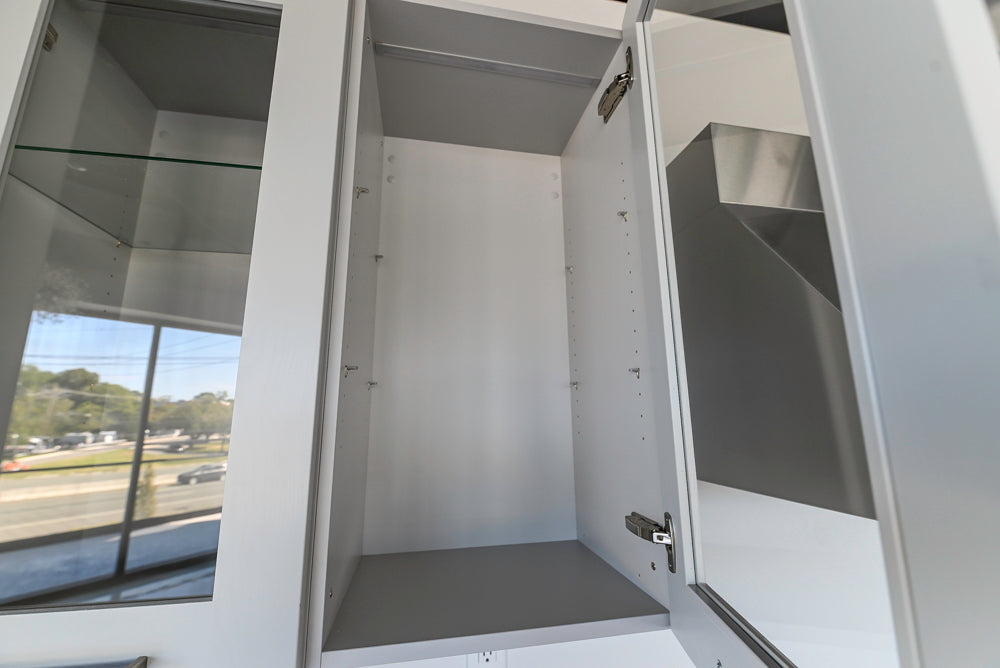 Häcker Transitional Light Grey Kitchen with Dark Grey Island and White Quartz Countertops