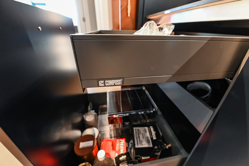 Composit Modern Two Toned Butler's Pantry with Quartz Countertop and Sink
