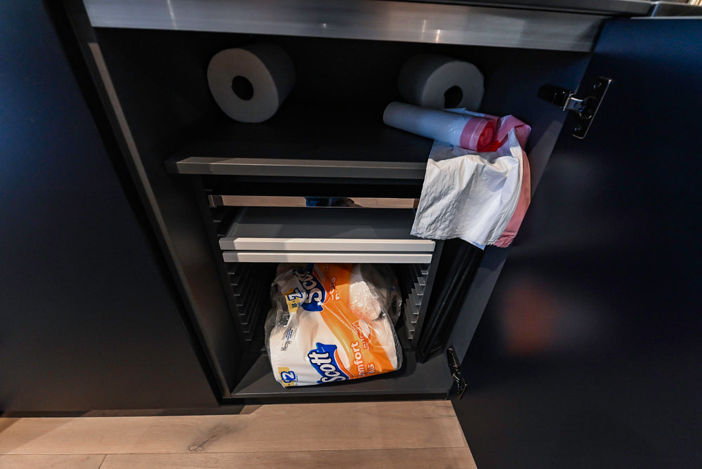 Composit Modern Two Toned Butler's Pantry with Quartz Countertop and Sink