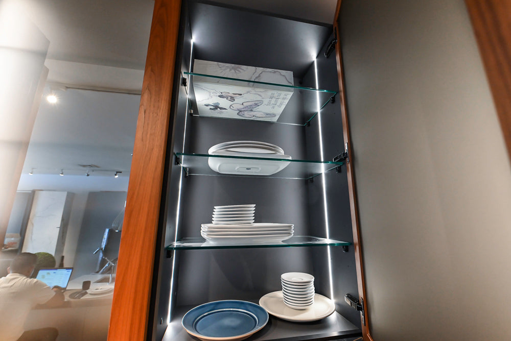 Composit Modern Two Toned Butler's Pantry with Quartz Countertop and Sink