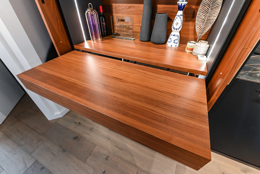 Composit Modern Two Toned Butler's Pantry with Quartz Countertop and Sink