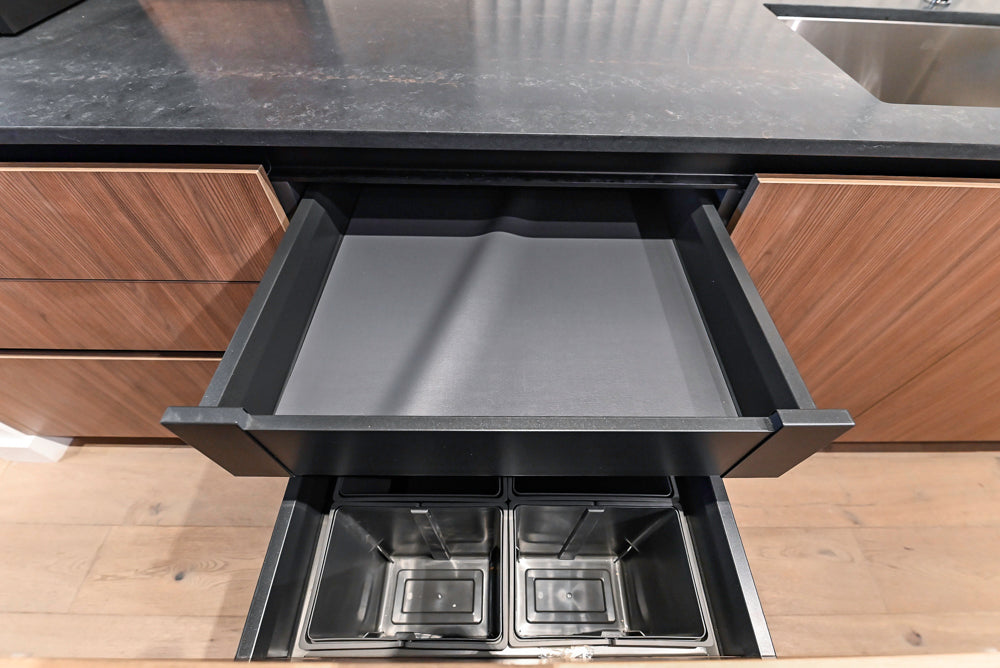 Custom Modern Two Toned Butler's Pantry Wall with Silestone Countertops & Sink