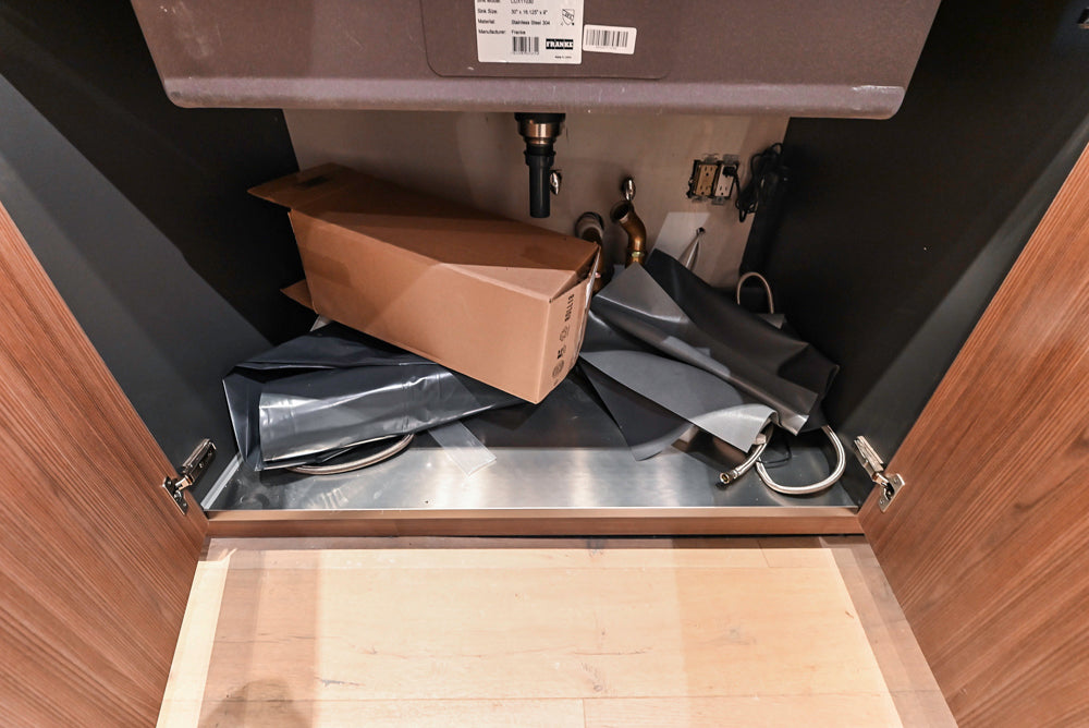 Custom Modern Two Toned Butler's Pantry Wall with Silestone Countertops & Sink