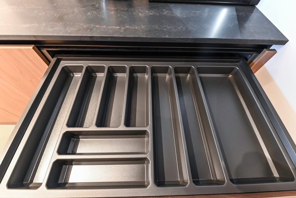 Custom Modern Two Toned Butler's Pantry Wall with Silestone Countertops & Sink