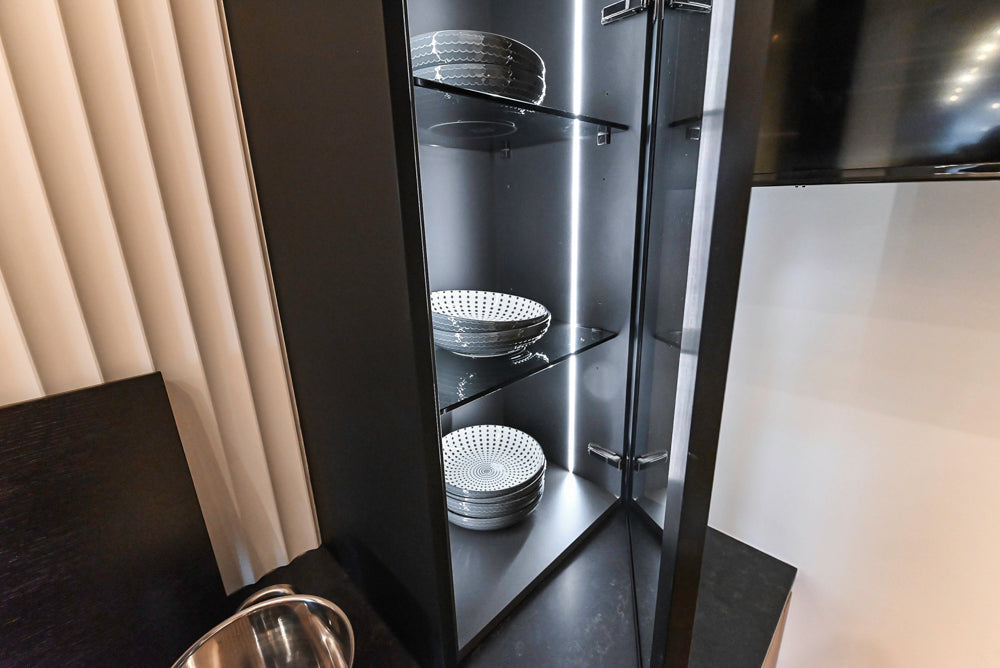 Custom Modern Two Toned Butler's Pantry Wall with Silestone Countertops & Sink