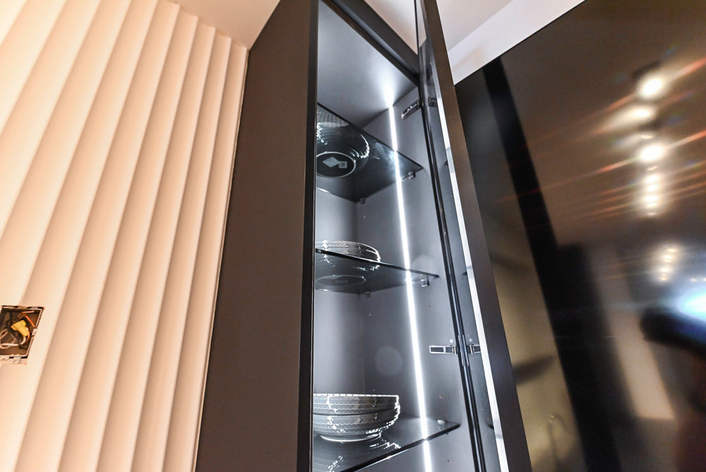 Custom Modern Two Toned Butler's Pantry Wall with Silestone Countertops & Sink