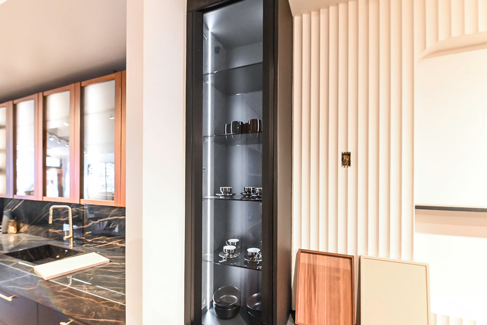Custom Modern Two Toned Butler's Pantry Wall with Silestone Countertops & Sink