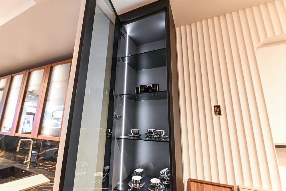 Custom Modern Two Toned Butler's Pantry Wall with Silestone Countertops & Sink