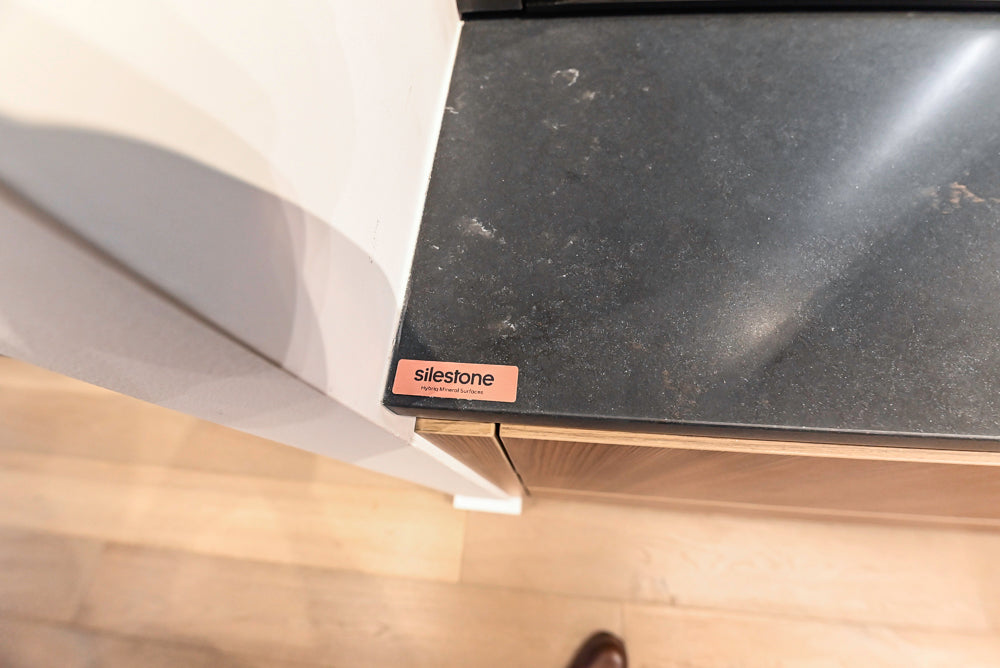 Custom Modern Two Toned Butler's Pantry Wall with Silestone Countertops & Sink