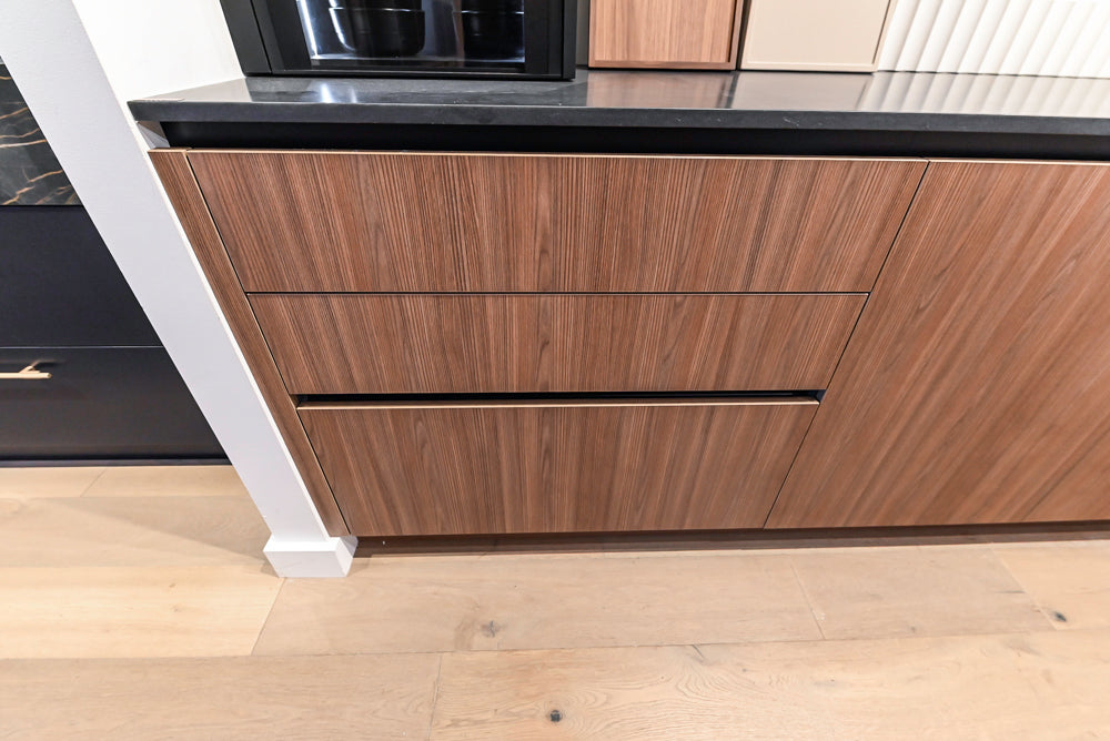Custom Modern Two Toned Butler's Pantry Wall with Silestone Countertops & Sink
