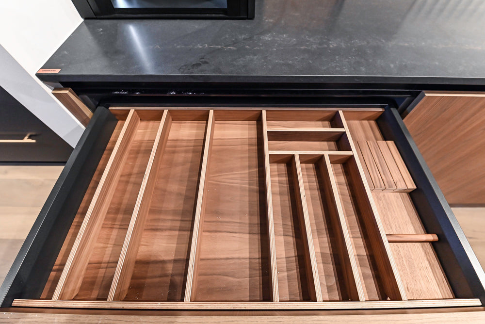 Custom Modern Two Toned Butler's Pantry Wall with Silestone Countertops & Sink