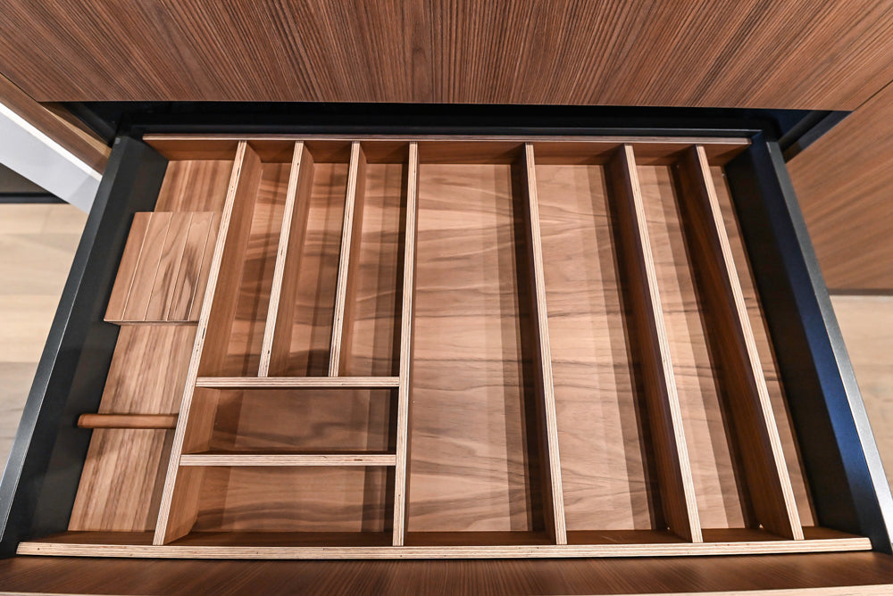 Custom Modern Two Toned Butler's Pantry Wall with Silestone Countertops & Sink