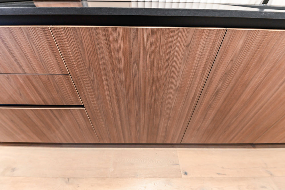 Custom Modern Two Toned Butler's Pantry Wall with Silestone Countertops & Sink