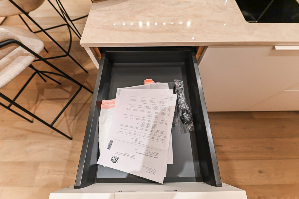 Custom Modern Kitchen with White Oak Look Kitchen Cabinetry with Dekton Countertops