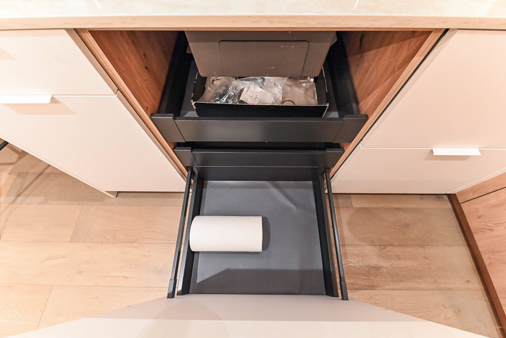 Custom Modern Kitchen with White Oak Look Kitchen Cabinetry with Dekton Countertops