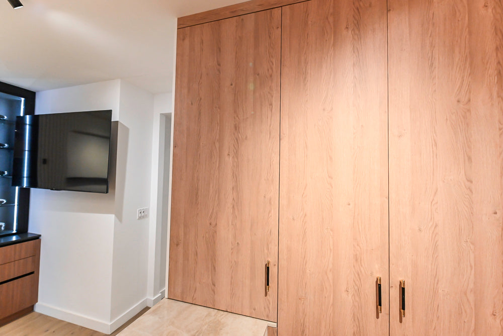 Custom Modern Kitchen with White Oak Look Kitchen Cabinetry with Dekton Countertops