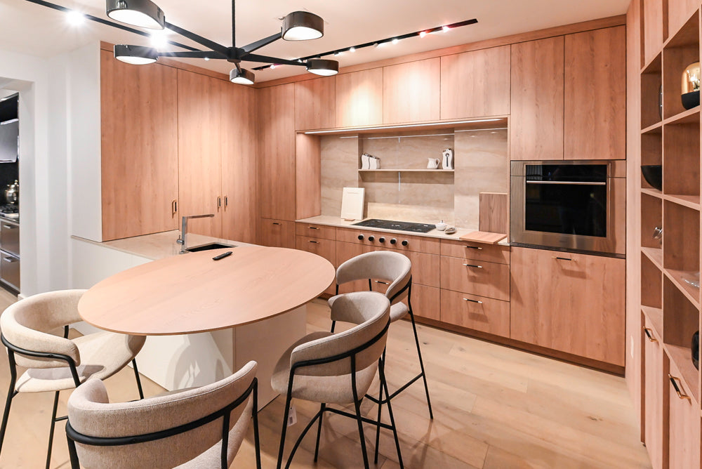 Custom Modern Kitchen with White Oak Look Kitchen Cabinetry with Dekton Countertops