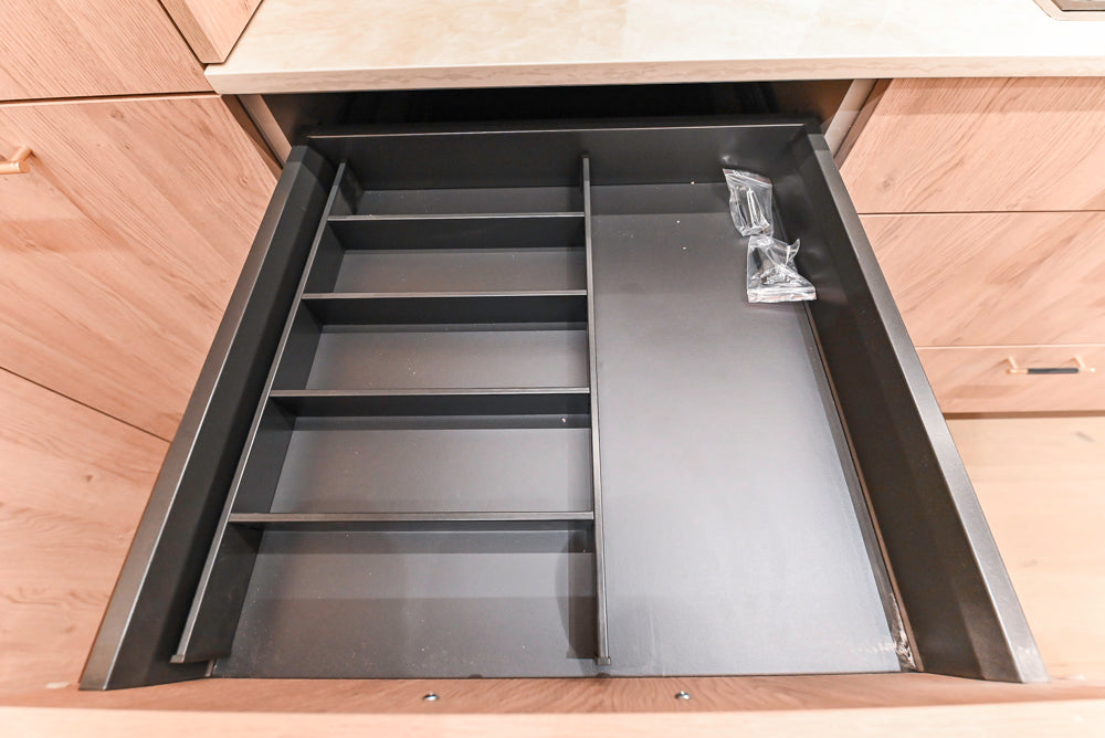 Custom Modern Kitchen with White Oak Look Kitchen Cabinetry with Dekton Countertops