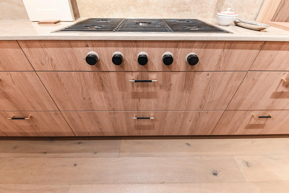 Custom Modern Kitchen with White Oak Look Kitchen Cabinetry with Dekton Countertops