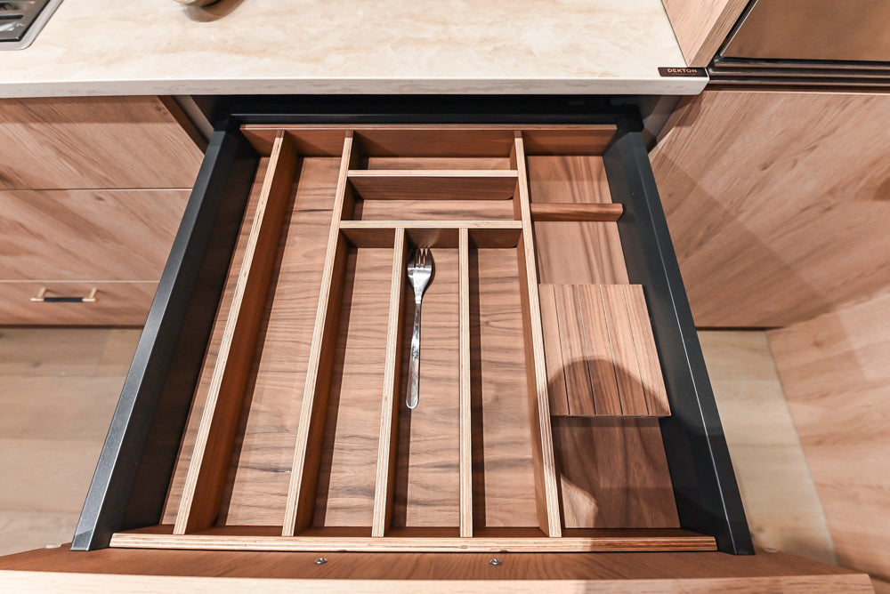 Custom Modern Kitchen with White Oak Look Kitchen Cabinetry with Dekton Countertops