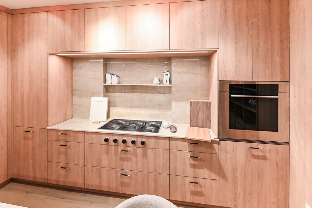 Custom Modern Kitchen with White Oak Look Kitchen Cabinetry with Dekton Countertops