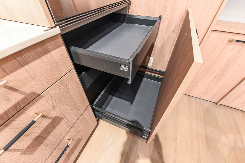 Custom Modern Kitchen with White Oak Look Kitchen Cabinetry with Dekton Countertops