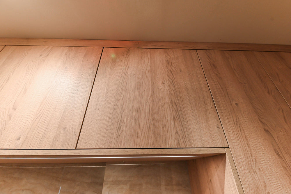 Custom Modern Kitchen with White Oak Look Kitchen Cabinetry with Dekton Countertops