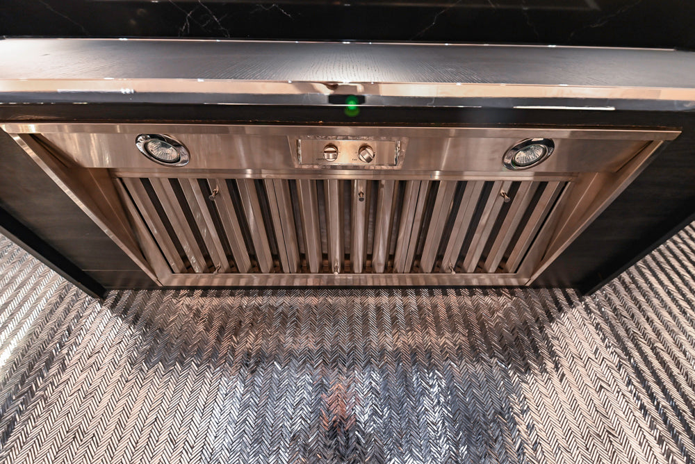 DOCA Modern Gold & Black Cooking Station with Black Quartz Countertops