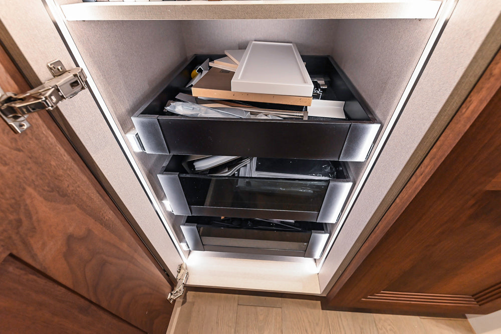 DOCA Modern Brown & White Kitchen with Neolith Island and Countertops