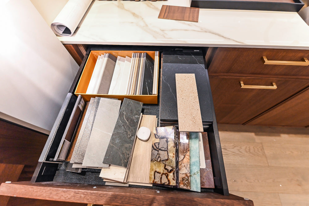 DOCA Modern Brown & White Kitchen with Neolith Island and Countertops