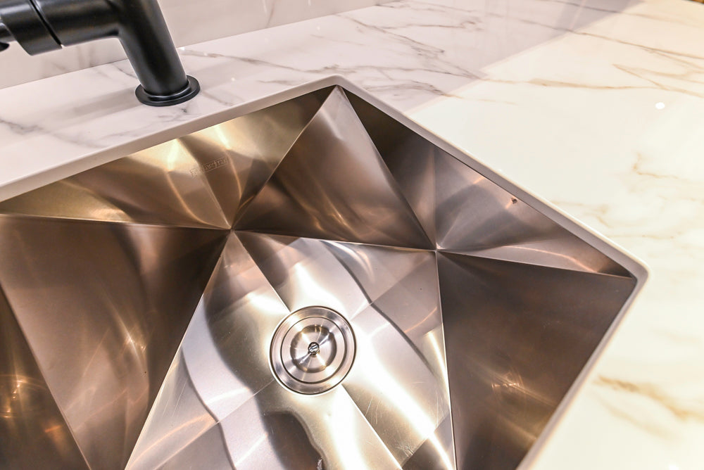 DOCA Modern Brown & White Kitchen with Neolith Island and Countertops