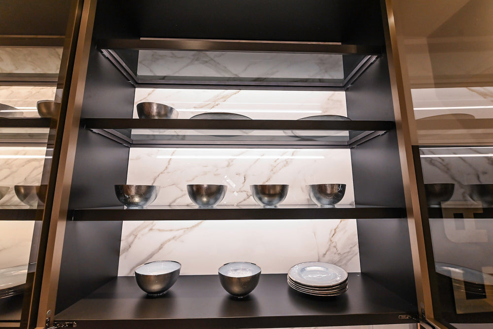 DOCA Modern Brown & White Kitchen with Neolith Island and Countertops