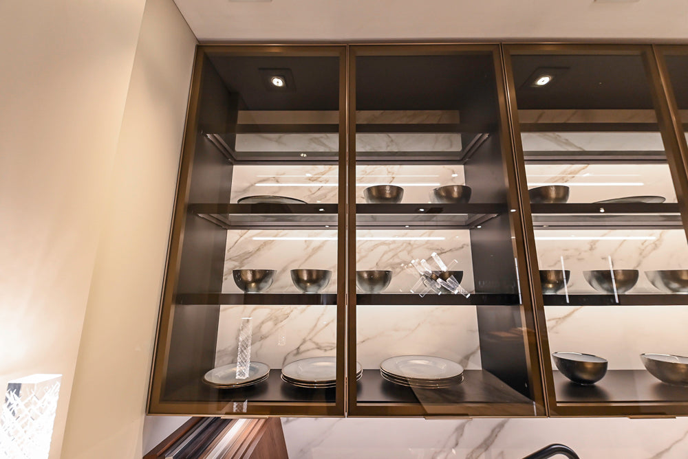 DOCA Modern Brown & White Kitchen with Neolith Island and Countertops