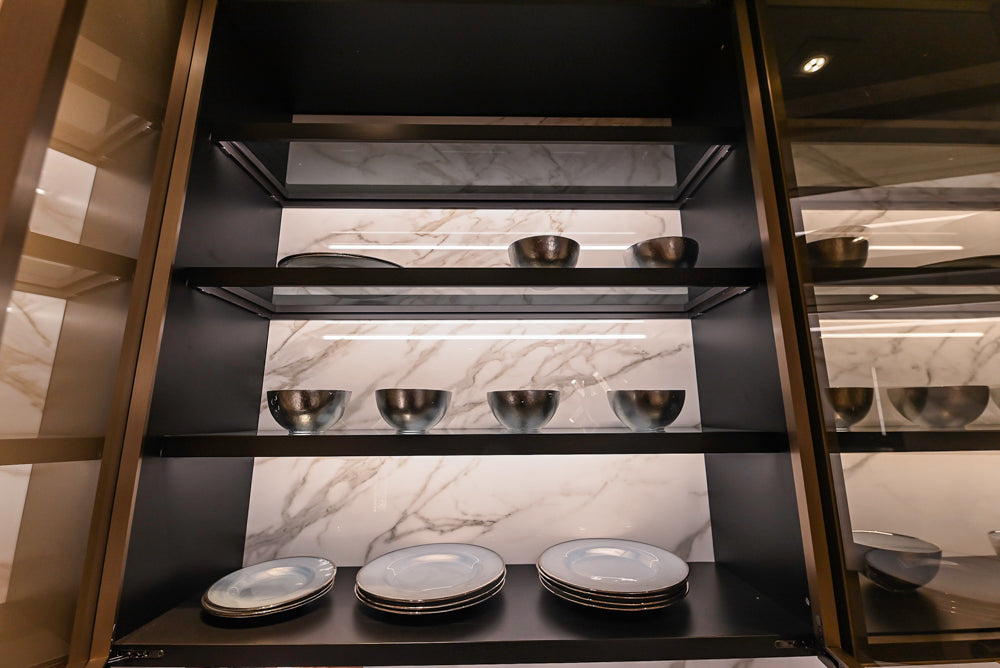 DOCA Modern Brown & White Kitchen with Neolith Island and Countertops