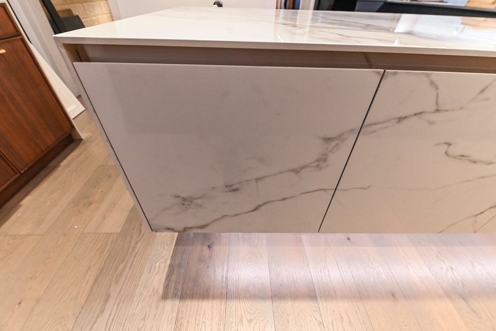 DOCA Modern Brown & White Kitchen with Neolith Island and Countertops