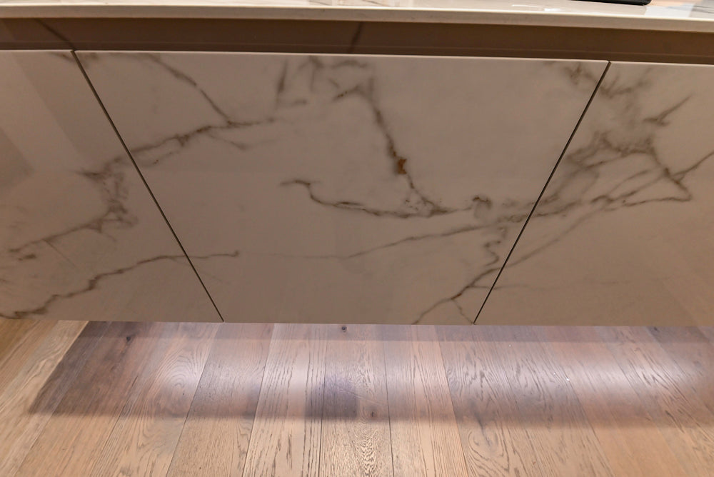 DOCA Modern Brown & White Kitchen with Neolith Island and Countertops