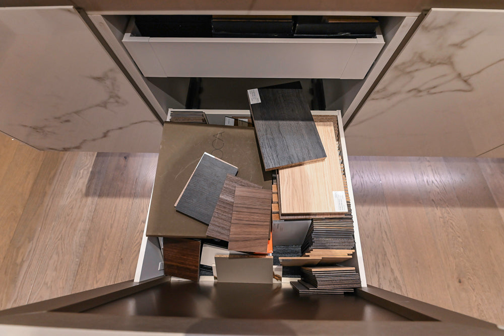 DOCA Modern Brown & White Kitchen with Neolith Island and Countertops