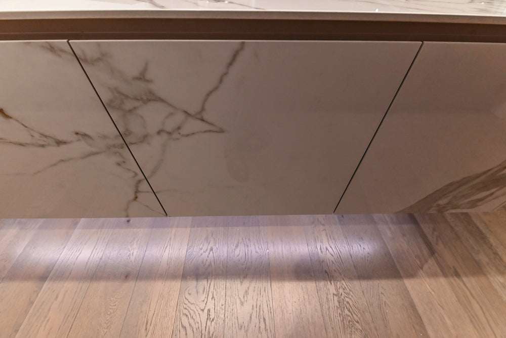 DOCA Modern Brown & White Kitchen with Neolith Island and Countertops