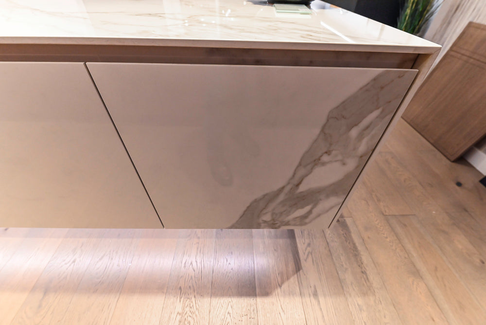 DOCA Modern Brown & White Kitchen with Neolith Island and Countertops