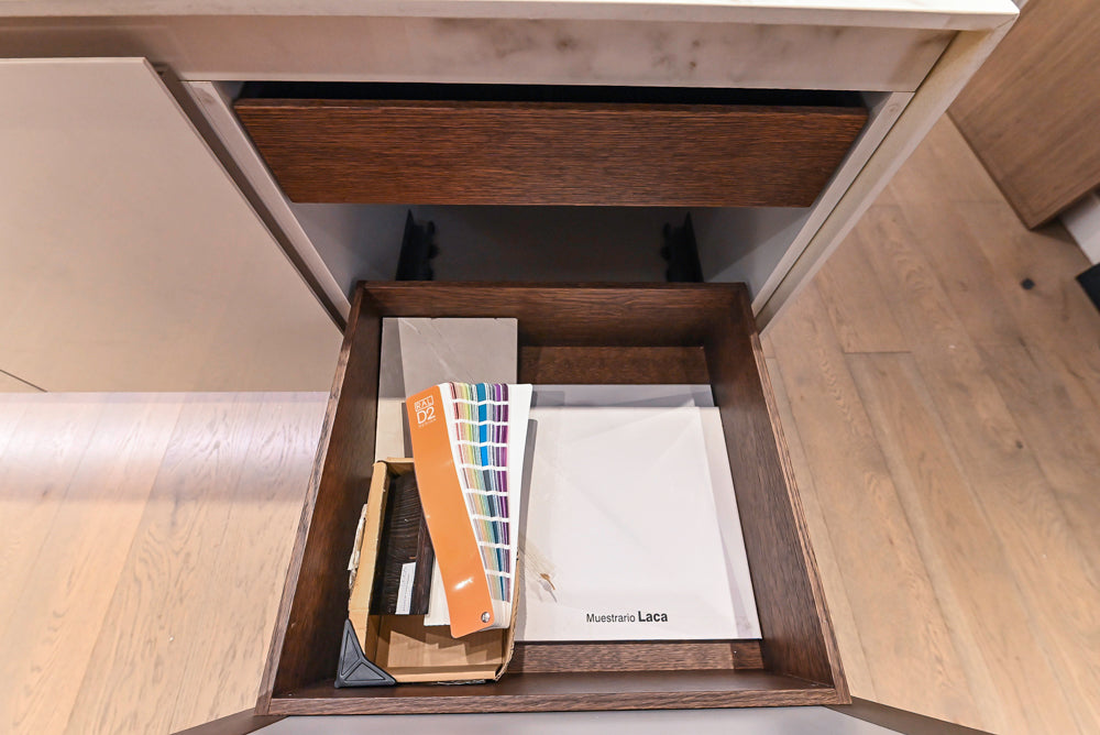 DOCA Modern Brown & White Kitchen with Neolith Island and Countertops