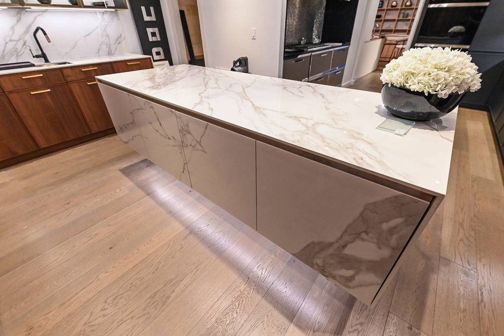 DOCA Modern Brown & White Kitchen with Neolith Island and Countertops