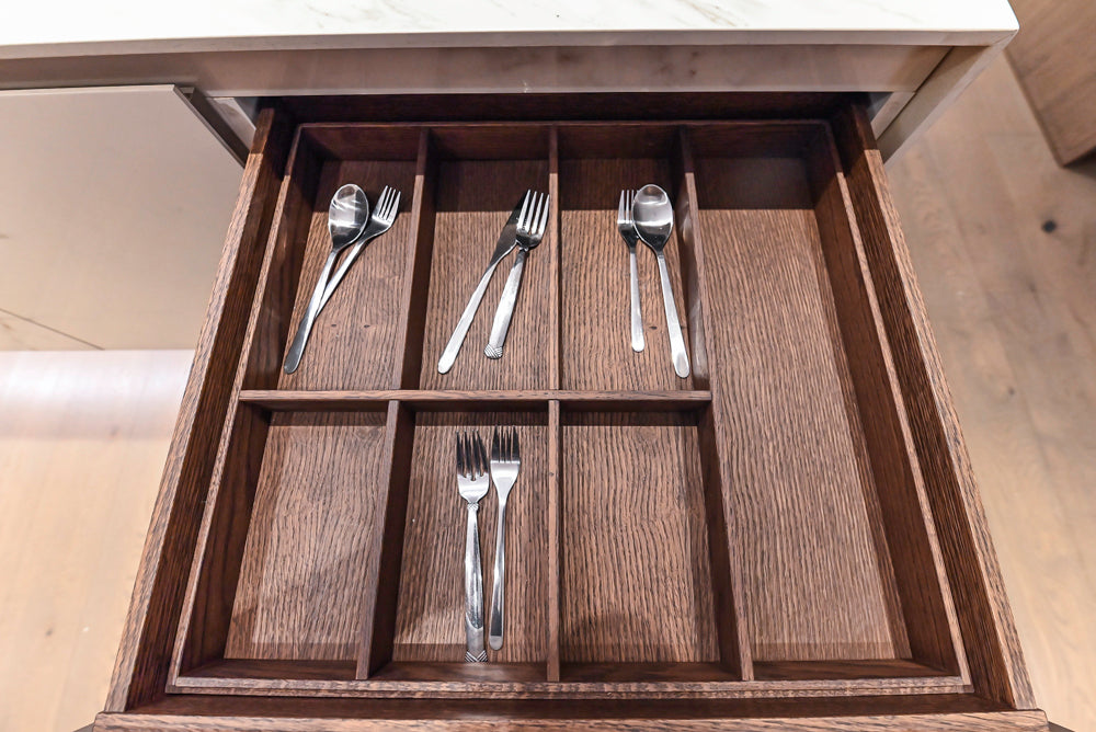 DOCA Modern Brown & White Kitchen with Neolith Island and Countertops