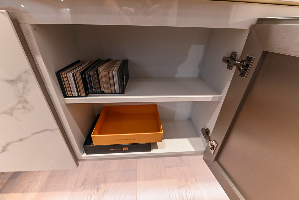 DOCA Modern Brown & White Kitchen with Neolith Island and Countertops